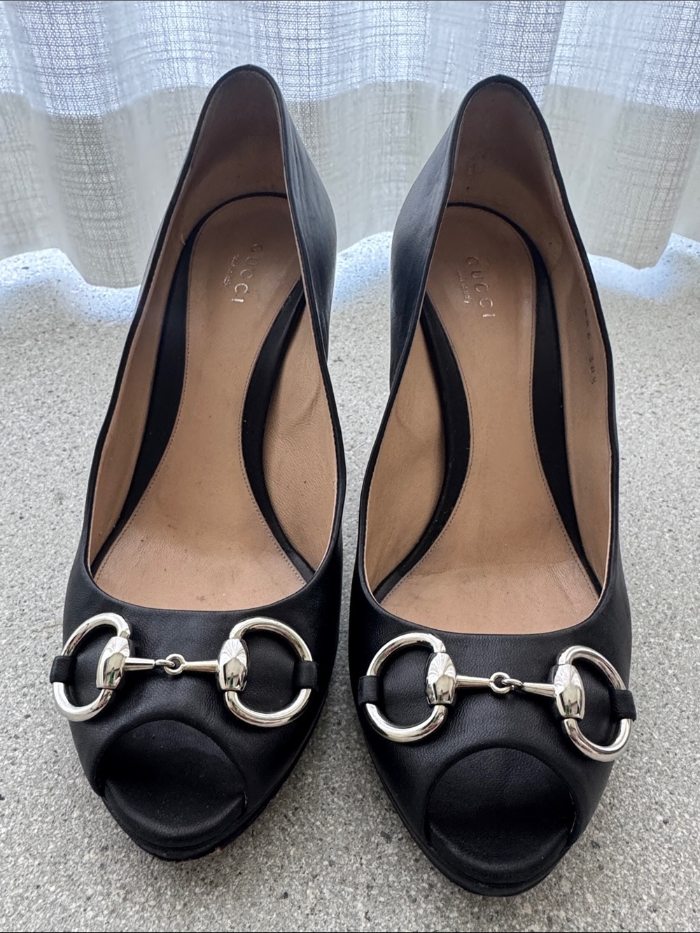Gucci Black Peep-Toe Heels with Silver Horsebit - Picture 2 of 6
